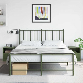 Bedside Cabinet Set of 2 Olive Green Cold-rolled steel ...