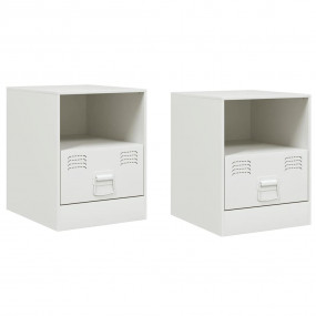 Bedside Cabinet Set of 2 White Cold-rolled steel Bedsid...