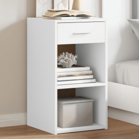 Bedside Cabinet Set of 2 White Engineered Wood Compact