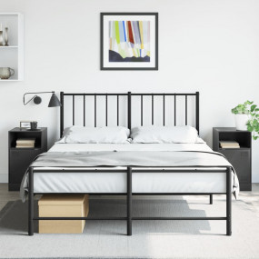 Bedside Cabinet Set of 2 Black Cold-rolled steel Medium