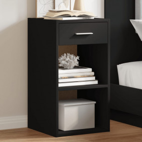 Bedside Cabinet Set of 2 Black Engineered Wood 13.8x13....