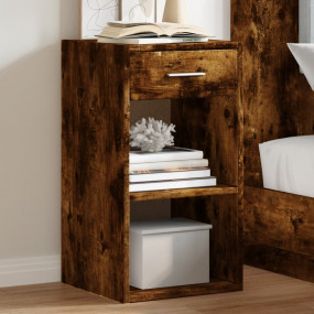 Nightstand Smoked Oak Engineered Wood 13.8 x 13.4 x 25....