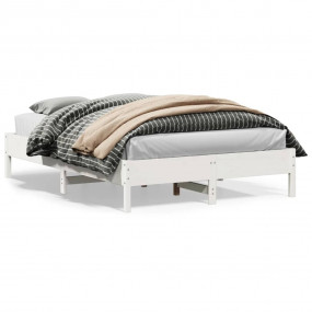 Bed Frame White Solid Pine Wood, Plywood Full Durable B...