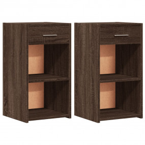 Bedside Cabinet Set of 2 Brown Oak Engineered wood Stan...