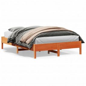Bed Frame Wax brown Solid pine wood, Plywood Double Non...