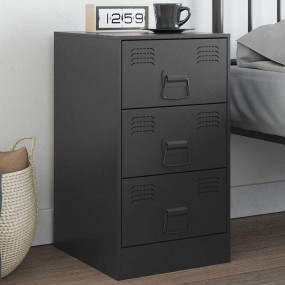 Bedside Cabinet Black Cold-rolled steel Standard Bedsid...