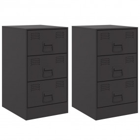 Bedside Cabinet Set of 2 Black Cold-rolled steel Standa...