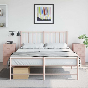 Bedside Cabinet Set of 2 Pink Cold-rolled steel 24.4 in...