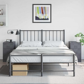 Bedside Cabinet Set of 2 Anthracite Cold-rolled steel