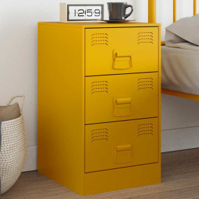 Bedside Cabinet Mustard Yellow Cold-rolled Steel Standa...