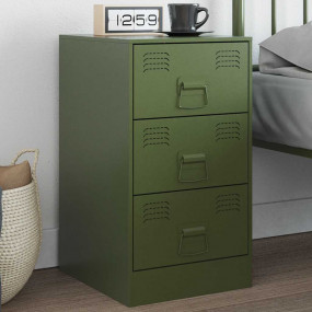 Bedside Cabinet Olive Green Cold-Rolled Steel Medium