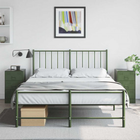 Bedside Cabinet Set of 2 Olive green Cold-rolled steel ...