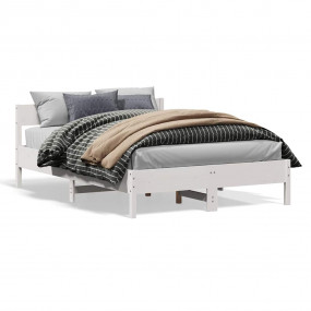 Bed Frame White Solid Pine Wood 47.2 x 78.7 in Sturdy B...