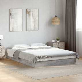 Bed Frame Gray Sonoma Engineered wood, Plywood Double