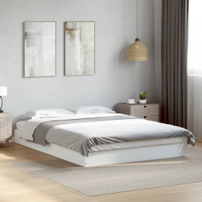 Bed Frame White Engineered wood, Plywood Full Minimalis...