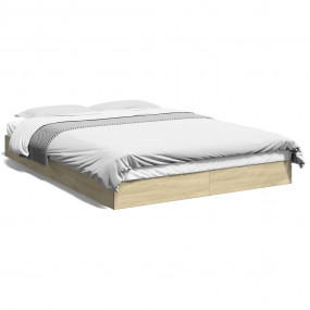 Bed Frame Sonoma oak Engineered wood, Plywood Double Mo...