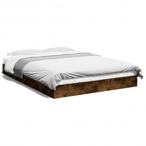 Bed Frame Smoked Oak Engineered wood, Plywood Double Du...