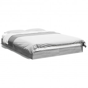 Bed Frame Grey Sonoma Engineered wood, Plywood Double M...