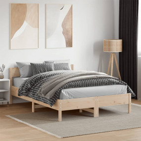 Bed Frame Natural Pine Solid Pine Wood, Plywood Full Du...