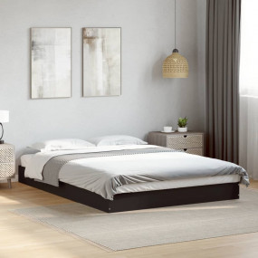 Bed Frame Black Engineered Wood Small Double Durable Be...