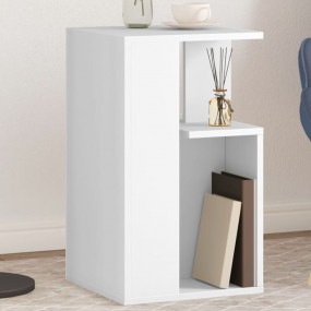Side Table White Engineered wood Small Square Modern