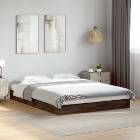 Bed Frame Brown Oak Engineered Wood Small Double Modern