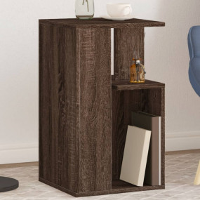 Side Table Brown Oak Engineered Wood Small Square Moder...