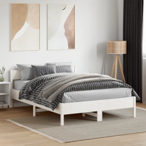Bed Frame White Solid Pine Wood Small Double Bed Frame