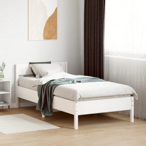 Bed Frame White Solid pine wood, Plywood Single Hardwoo...