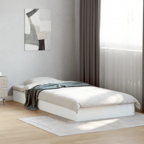 Bed Frame White Engineered Wood, Plywood Single Minimal...