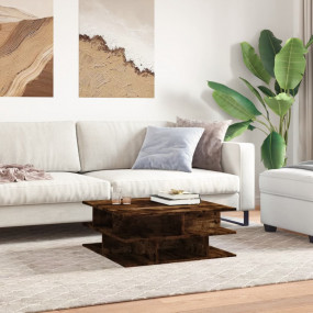 Coffee Table Smoked Oak Engineered Wood 27.6x27.6x11.4 ...