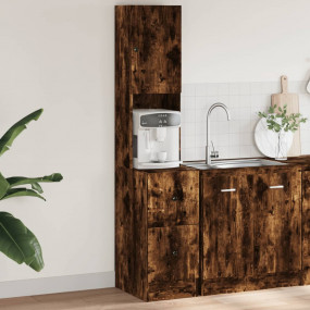 Kitchen Cabinet Smoked Oak Engineered Wood Tall Kitchen...