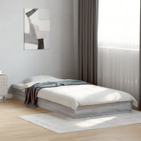 Bed Frame Grey Sonoma Engineered Wood, Plywood Single D...