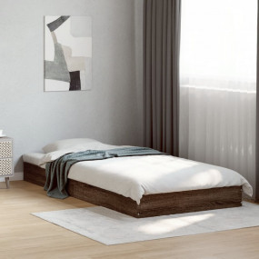 Bed Frame Brown Oak Engineered Wood Single Durable Bed ...