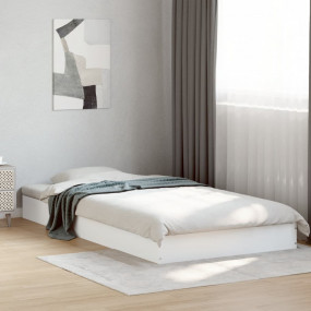 Bed Frame White Engineered Wood Twin  Durable  Bed Fram...