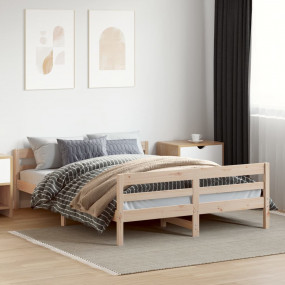 Bed Frame Natural Wood Solid pine wood, Plywood slats F...