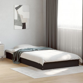 Bed Frame Black Engineered wood Single Durable Bed Fram...