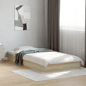 Bed Frame Sonoma Oak Engineered Wood, Plywood Single Mi...