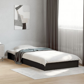 Bed Frame Black Engineered Wood, Plywood Small Single M...