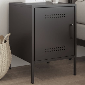 Bedside Cabinet Black Steel Small Bedside Cabinet Recta...