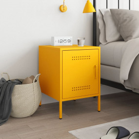 Bedside Cabinet Mustard Yellow Steel Small Bedside Cabi...