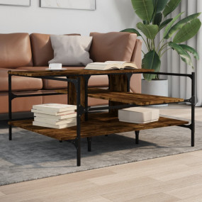 Coffee Table Smoked Oak Engineered Wood, Powder-Coated ...