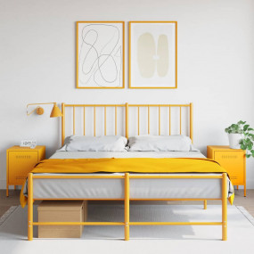 Bedside Cabinet Set of 2 Mustard Yellow Steel Medium