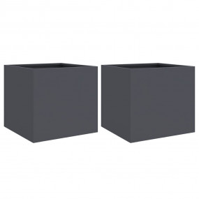 Planter Set of 2 Anthracite Cold-rolled steel Medium