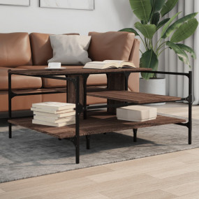 Coffee Table Brown Oak Engineered wood, powder-coated s...