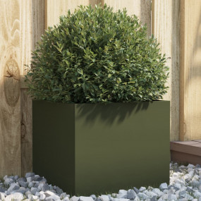 Planter Olive Green Cold-rolled steel 12.6x11.8x11.4 in...