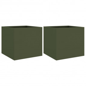 Planter Set of 2 Olive Green Cold-rolled steel Medium