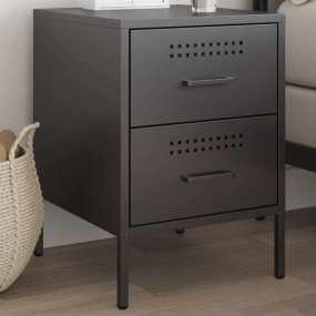 Bedside Cabinet Black Steel Medium Bedside Cabinet Rect...
