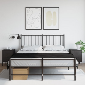 Bedside Cabinet Set of 2 Black Steel Compact Bedside Ca...