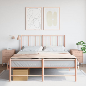 Bedside Cabinet Set of 2 Pink Steel Medium Bedside Cabi...